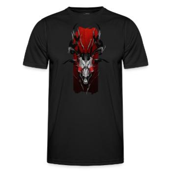 Illumination infernale : Crâne de chèvre démoniaque avec - T-shirt sport Homme - noir - Devant - AI Model Male 178 dark (178cm)