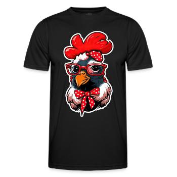 Sweet Chicken With Bandana Headband Glasses Girl - Men's Functional T-Shirt - black - Front - AI Model Male 178 dark (178cm)