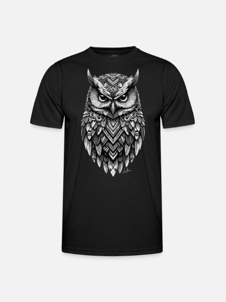 Indian geometric owl - Men's Functional T-Shirt - black