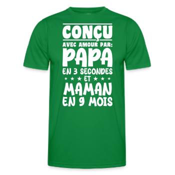 Mit Liebe von Mama und Papa in 9 Monaten entworfen - Männer Funktions-T-Shirt - Kelly Green - Vorne - AI Model Male 178 dark (178cm)