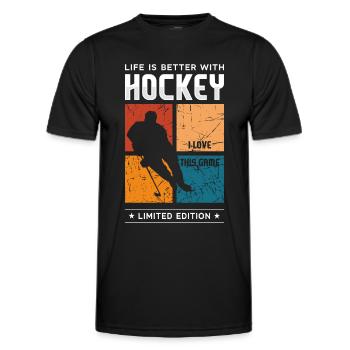 Life is better with Hockey - Männer Funktions-T-Shirt - Schwarz - Vorne - AI Model Male 178 dark (178cm)