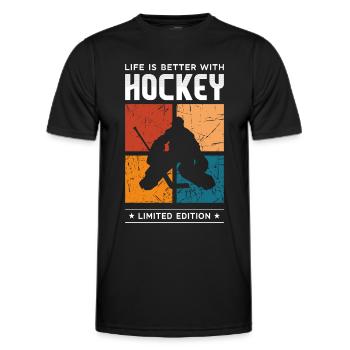 Life is better with Hockey - Männer Funktions-T-Shirt - Schwarz - Vorne - AI Model Male 178 dark (178cm)