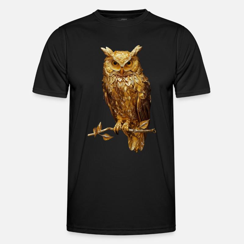 Eule - Männer Funktions-T-Shirt - Schwarz