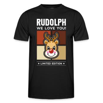 Rudolph - Männer Funktions-T-Shirt - Schwarz - Vorne - AI Model Male 178 dark (178cm)