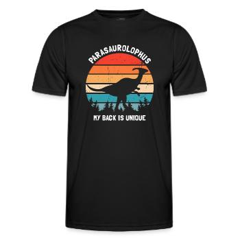 Paleontology Teacher and Parasaurolophus Motif - Men's Functional T-Shirt - black - Front - AI Model Male 178 dark (178cm)