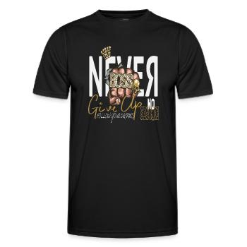 Never Give Up - Männer Funktions-T-Shirt - Schwarz - Vorne - AI Model Male 178 dark (178cm)