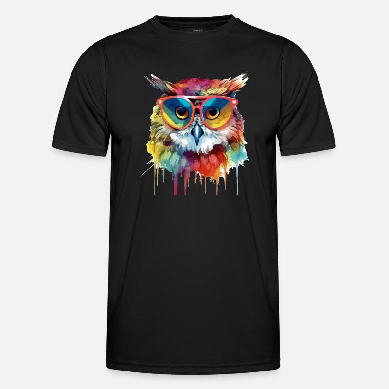 Hacko die Eule - Männer Funktions-T-Shirt - Schwarz