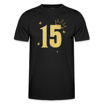15th anniversary golden crown - Men's Functional T-Shirt - black - Front - AI Model Male 178 dark (178cm)