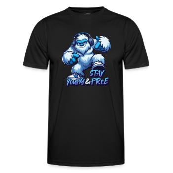 Stay young and free - Yeti urban design - Men's Functional T-Shirt - black - Front - AI Model Male 178 dark (178cm)