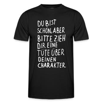 Du bist schön aber bitte zieh dir eine Tüte über - Männer Funktions-T-Shirt - Schwarz - Vorne - AI Model Male 178 dark (178cm)