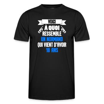 Homme anniversaire Normand Humour Normandie 18 ans - T-shirt sport Homme - noir - Devant - AI Model Male 178 dark (178cm)