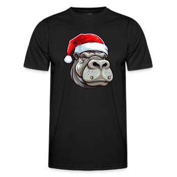 Nilpferd Weihnachten Tier Kopf - Männer Funktions-T-Shirt - Schwarz - Vorne - AI Model Male 178 dark (178cm)