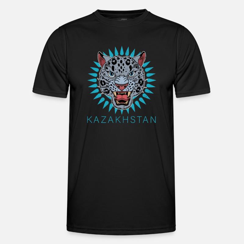 Kasachstan Herkunft Kasach Schneeleopard - Männer Funktions-T-Shirt - Schwarz