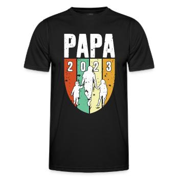 PAPA SEIT 2023 - Männer Funktions-T-Shirt - Schwarz - Vorne - AI Model Male 178 dark (178cm)