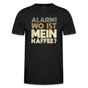 Alarm! Wo Ist Mein Kaffee? - Männer Funktions-T-Shirt - Schwarz - Vorne - AI Model Male 178 dark (178cm)