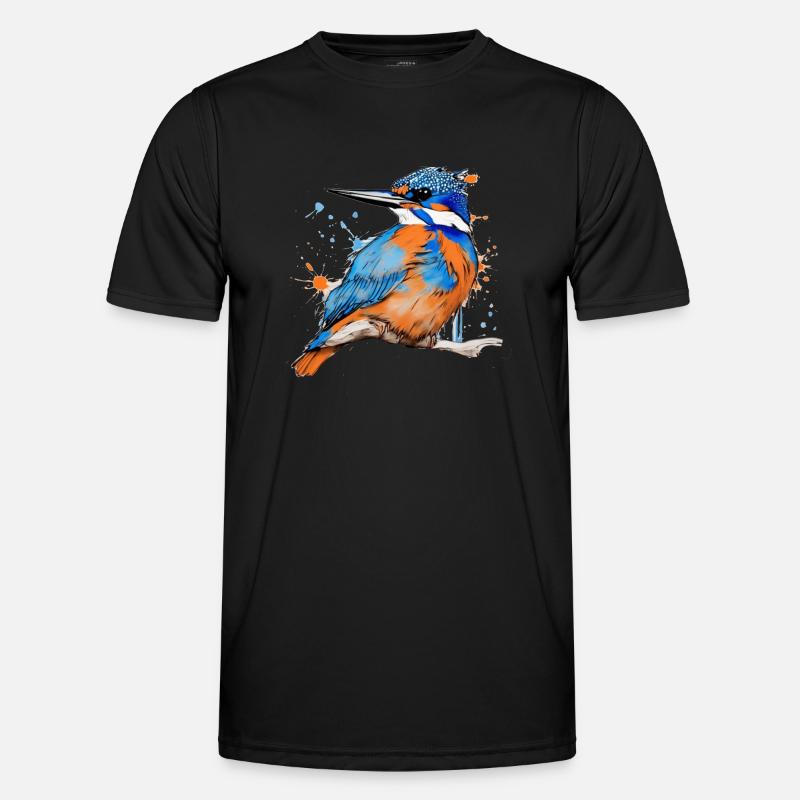 Eisvogel,Zeichnung,bunt,vogel,Graffiti,sketch - Männer Funktions-T-Shirt - Schwarz