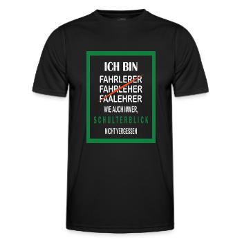 Lustiges Fahrlehrer T-Shirt - Schulterblick Spruch - Männer Funktions-T-Shirt - Schwarz - Vorne - AI Model Male 178 dark (178cm)