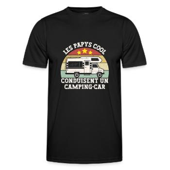 Papys cool en camping-car - T-shirt sport Homme - noir - Devant - AI Model Male 178 dark (178cm)
