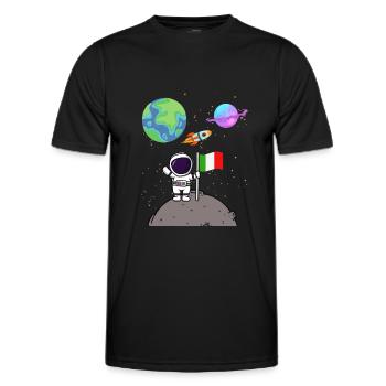 Mondlandung Planet Italien Flagge Astronaut - Männer Funktions-T-Shirt - Schwarz - Vorne - AI Model Male 178 dark (178cm)