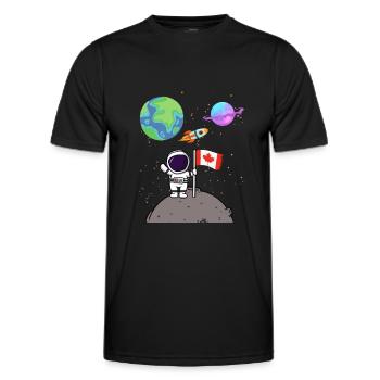 Mondlandung Planet Kanada Flagge Astronaut - Männer Funktions-T-Shirt - Schwarz - Vorne - AI Model Male 178 dark (178cm)