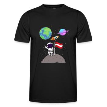 Mondlandung Planet Österreich Flagge Astronaut - Männer Funktions-T-Shirt - Schwarz - Vorne - AI Model Male 178 dark (178cm)