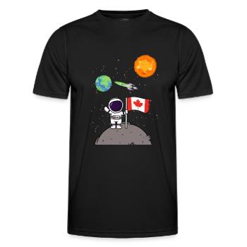 Planet Kanada Flagge Mondlandung Astronaut - Männer Funktions-T-Shirt - Schwarz - Vorne - AI Model Male 178 dark (178cm)