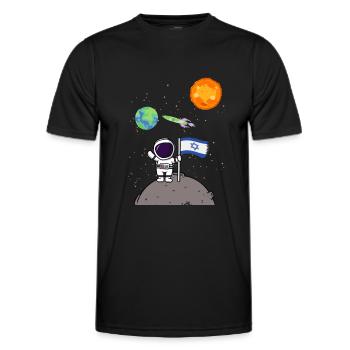 Planet Israel Flagge Mondlandung Astronaut - Männer Funktions-T-Shirt - Schwarz - Vorne - AI Model Male 178 dark (178cm)