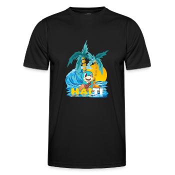 Insel Haiti weißer Hai mit Ukulele, Gitarrenhai - Männer Funktions-T-Shirt - Schwarz - Vorne - AI Model Male 178 dark (178cm)