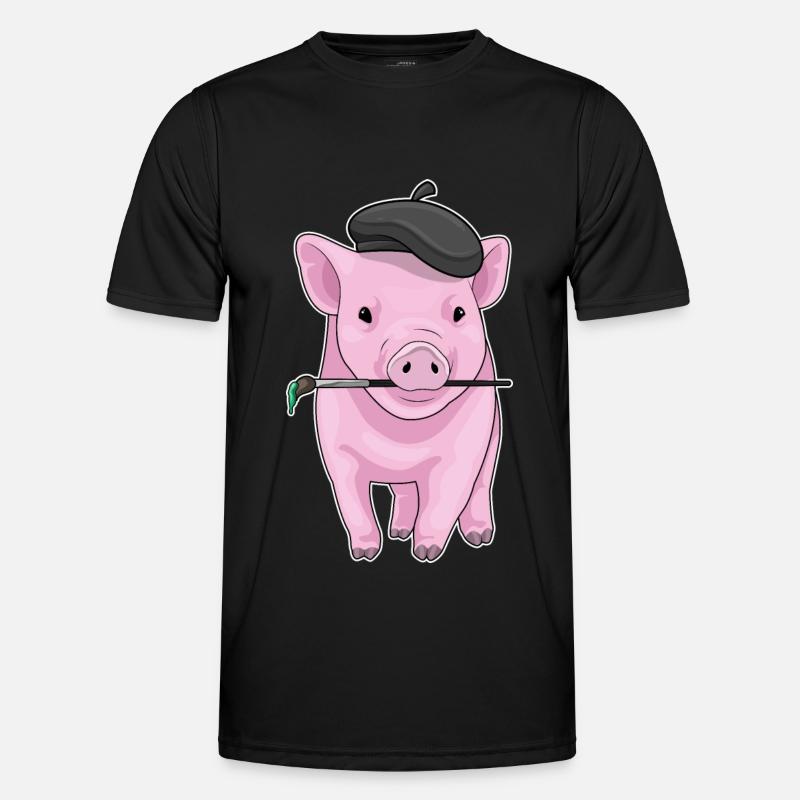 Pig Painter Brush - Men's Functional T-Shirt - black