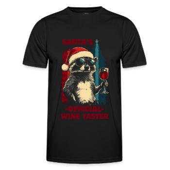 Wine Christmas Funny Saying Raccoon - Men's Functional T-Shirt - black - Front - AI Model Male 178 dark (178cm)