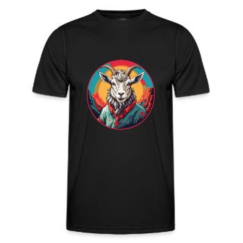 Colorful goat on the colorful color wheel - Men's Functional T-Shirt - black - Front - AI Model Male 178 dark (178cm)