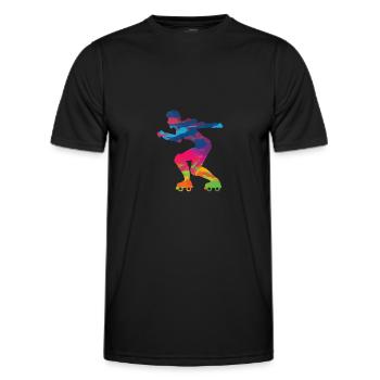 Patins en ligne patinage roller roller - T-shirt sport Homme - noir - Devant - AI Model Male 178 dark (178cm)