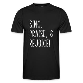 Chanter, louer et se réjouir! Chanteur d’église Soprano C - T-shirt sport Homme - noir - Devant - AI Model Male 178 dark (178cm)