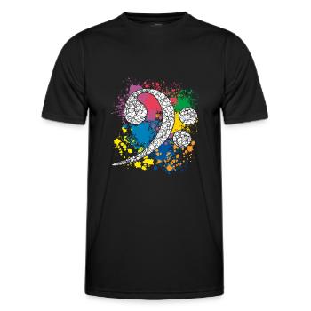 Clé basse sur éclaboussures de couleur - T-shirt sport Homme - noir - Devant - AI Model Male 178 dark (178cm)