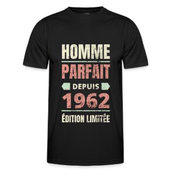 Homme parfait depuis 1962 anniversaire 60 ans - T-shirt sport Homme - noir - Devant - AI Model Male 178 dark (178cm)