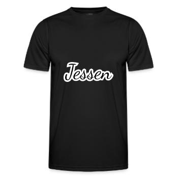 Jessen - Textdesign mit Stadtnamen - Männer Funktions-T-Shirt - Schwarz - Vorne - AI Model Male 178 dark (178cm)