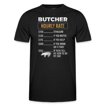 Butcher grilling work - Men's Functional T-Shirt - black - Front - AI Model Male 178 dark (178cm)