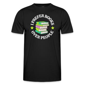 I Prefer Books Over People - Men's Functional T-Shirt - black - Front - AI Model Male 178 dark (178cm)
