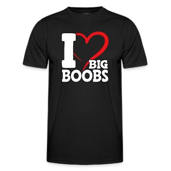 I love big boobs - Men's Functional T-Shirt - black - Front - AI Model Male 178 dark (178cm)