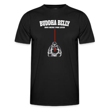 Buddha Belly rub here for luck - Men's Functional T-Shirt - black - Front - AI Model Male 178 dark (178cm)