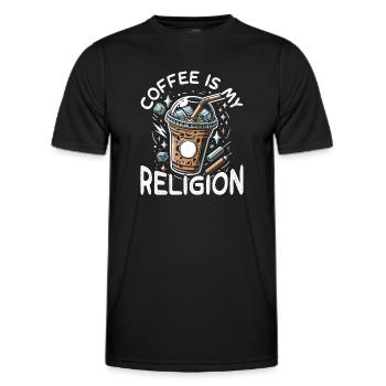 Le café est ma religion - T-shirt sport Homme - noir - Devant - AI Model Male 178 dark (178cm)