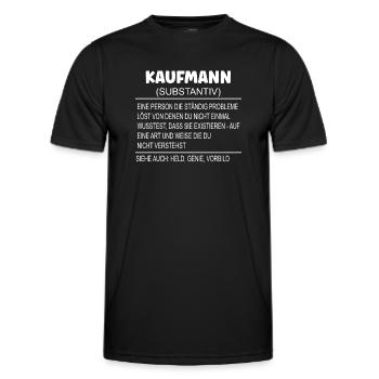 Wörterbuch Erklärung KAUFMANN Held, Genie, Vorbild - Männer Funktions-T-Shirt - Schwarz - Vorne - AI Model Male 178 dark (178cm)