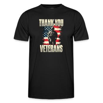 Thank you, VETERANS - Men's Functional T-Shirt - black - Front - AI Model Male 178 dark (178cm)