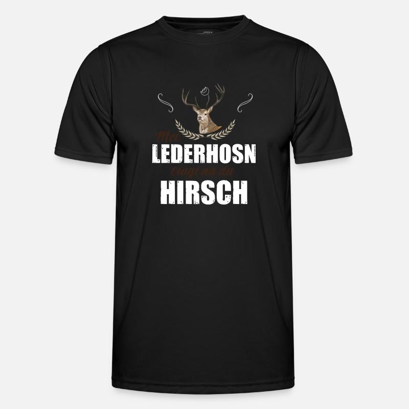 Basst Scho | Trachten Hirsch - Männer Funktions-T-Shirt - Schwarz