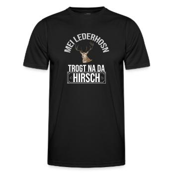 Basst Scho | Trachten Hirsch - Männer Funktions-T-Shirt - Schwarz - Vorne - AI Model Male 178 dark (178cm)