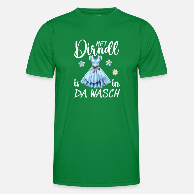 Mei Dirndl is in da Wäsch | Trachten Männer Funktions-T-Shirt