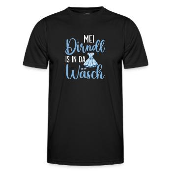 Mei Dirndl is in da Wäsch | Trachten - Männer Funktions-T-Shirt - Schwarz - Vorne - AI Model Male 178 dark (178cm)