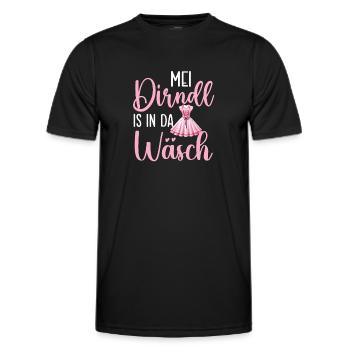 Mei Dirndl is in da Wäsch | Trachten - Männer Funktions-T-Shirt - Schwarz - Vorne - AI Model Male 178 dark (178cm)