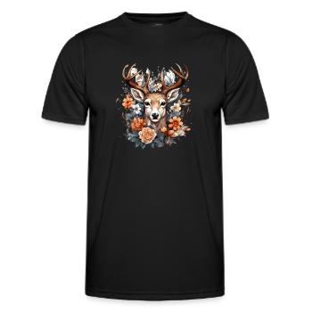 Remplacement dirndl cerf bois cerf cerf - T-shirt sport Homme - noir - Devant - AI Model Male 178 dark (178cm)