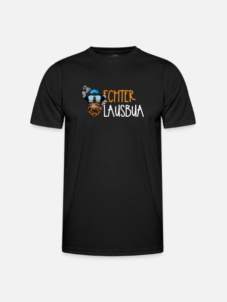 Lausbua Lausbub Lederhosen Trachten - Men's Functional T-Shirt - black